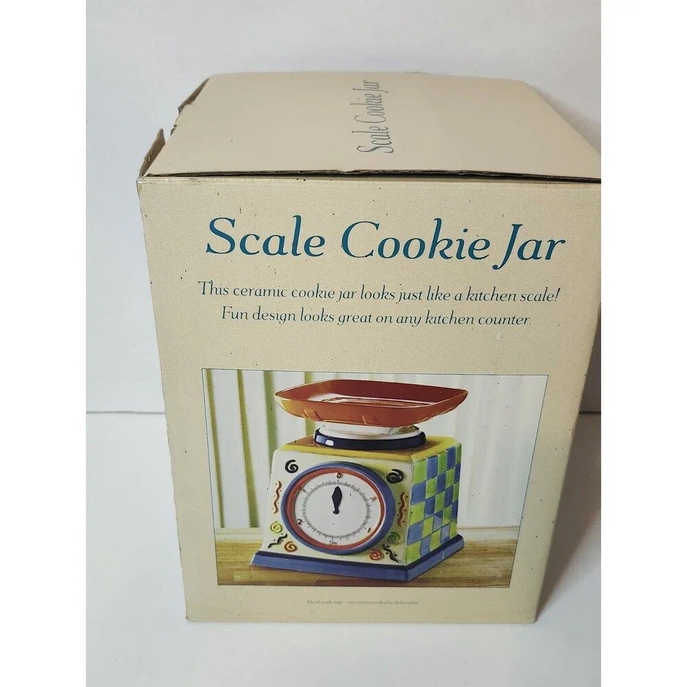 Vintage Bico produce scale cookie, candy, treat jar made in China 9.5